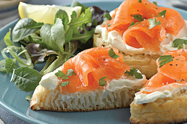 Warburtons Gluten Free Crumpets with Smoked Salmon and Cream Cheese